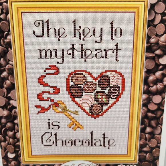 The Key To My Heart Is Chocolate w Charm Sue Hillis Designs Cross Stitch Pattern - Picture 2 of 3